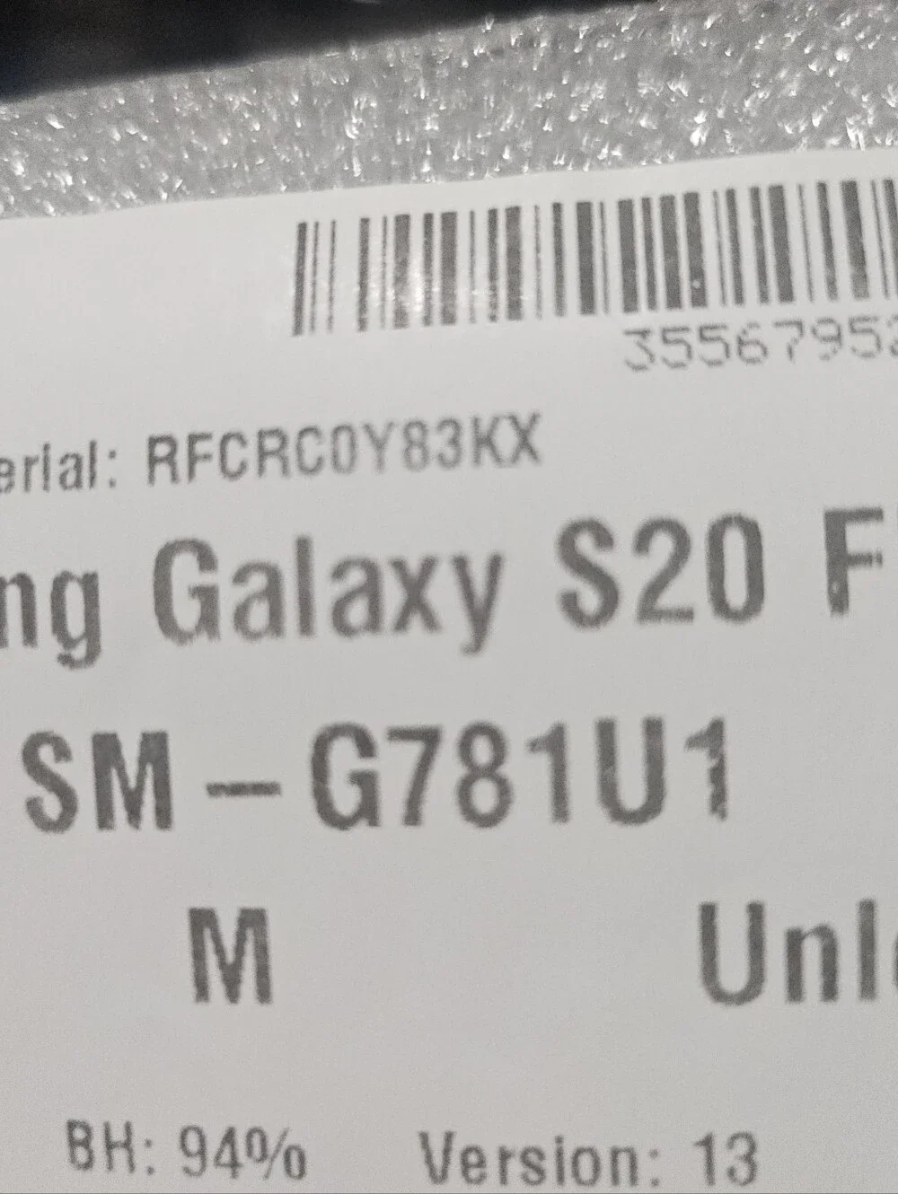 Samsung Galaxy S20 FE 5G with Black USB-C Cable